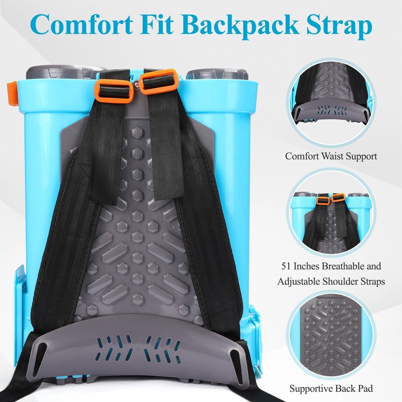 Battery Powered Backpack Sprayer 4 Gallon, 100 PSI Electric Garden