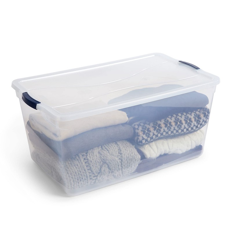 Rubbermaid Cleverstore 95 Qt Clear Storage Bins with Lids, 4-Pack,