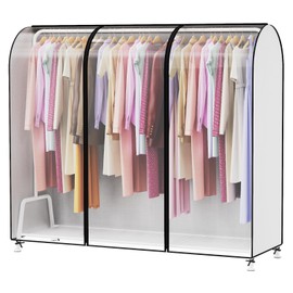 Kntiwiwo 6Ft Clear Garment Rack Cover, 72 Inch Clothes Rack Cover Clothing Rack Cover with 2 Durable Zippers for Garment Rack, Clothes Rack, 72"L x 20"W x 60"H (Rack Not Included)