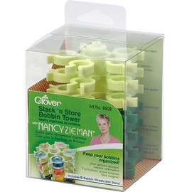 Clover Stack n Store Bobbin Tower, Elastomer, Green, 1 (package may vary), 3.5"X3.75"