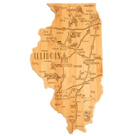 Totally Bamboo Destination Illinois Shaped Cutting Board – Bamboo Charcuterie and Serving Board with Hang Tie for Wall Display