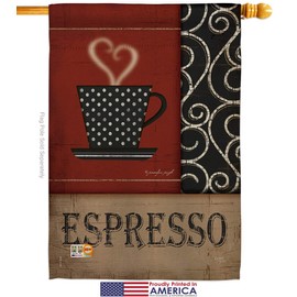 Breeze Decor Coffee & Tea Espresso House Flag Beverages Latte Capucchino Expresso Drink Cream Cup Teapot Small Decorative Gift Yard Banner Made in USA 28 X 40
