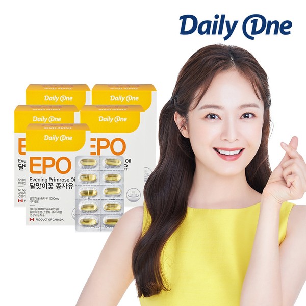 [On Sale] Daily One EPO Evening Primrose Oil 1010mg / [온세일]데일리원 EPO 달맞이꽃 종자유 1010mg X 60캡슐 5통