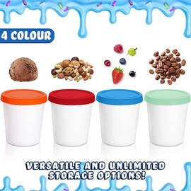 TOOSOAR Set of 6 Ice Cream Containers for Ice Cream 250 ml, Freezer Containers, Storage Containers, Ice Containers, BPA Free, Food Grade BPA Free, for Storage and Making Ice Cream