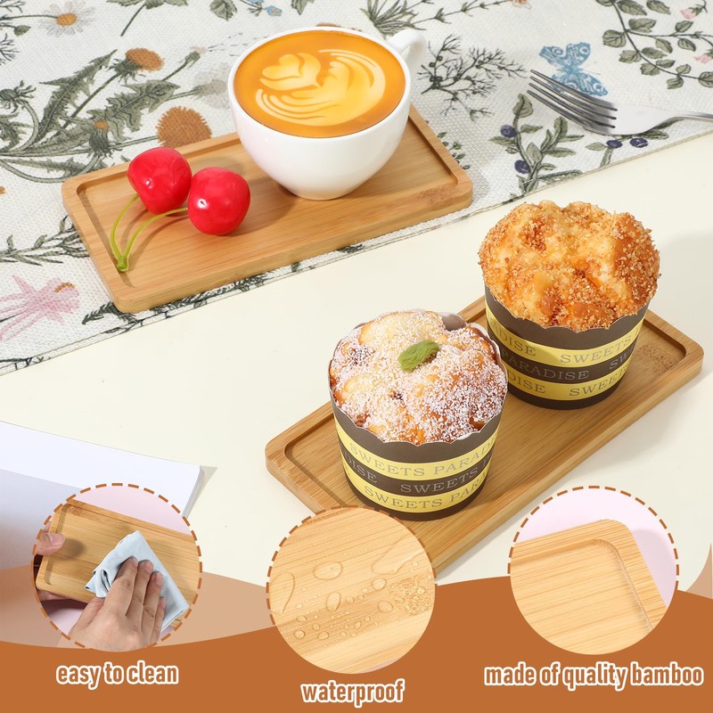 16 PCS Small Bamboo Tray, Bamboo Vanity Tray for Bathroom,