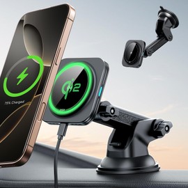 ESR for Qi2 15W MagSafe Car Mount Charger, Qi2-Certified MagSafe Car Charger, Dashboard/Windshield Magnetic Wireless Car Charging, Car Phone Mount for iPhone 16/15/14/13/12, S25, Fast Charging, Black