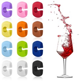 12Pcs Wine Glass Charms, Silicone Drink Markers for Flutes Cocktails Champagne, Wine Glass Markers for Party Weddings Birthday Bar