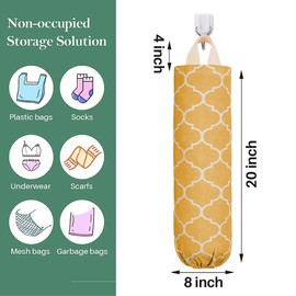 LeCorner Plastic Bag Holder, Washable Grocery Bag Holder for Plastic Bags, Strong Plastic Bag Storage Dispenser with Hanging Loop, Wall Mount Trash Bag Dispenser for Home Kitchen Cabinet