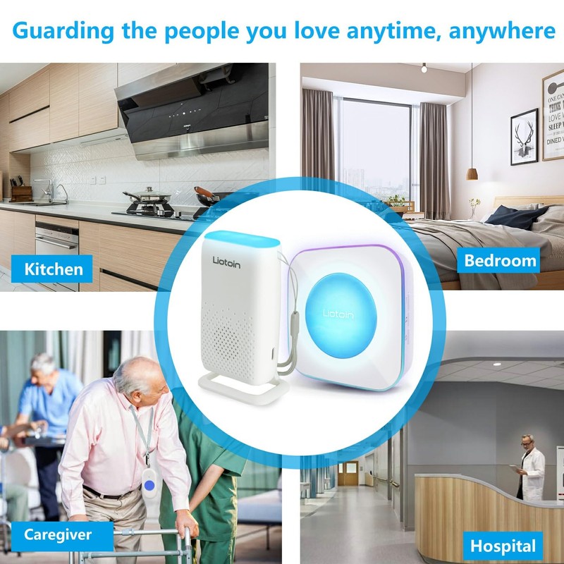 LIOTOIN Wireless Caregiver Pager Senior Alarm Call Button Nurse Call
