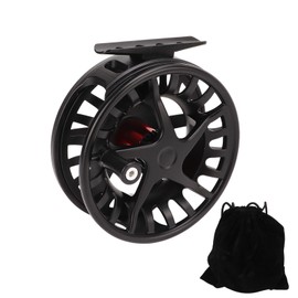 Fly Fishing Reel with Release Black Aluminium Alloy Large Line Capacity Fly Reel Left Right Hand Interchangeable for Saltwater