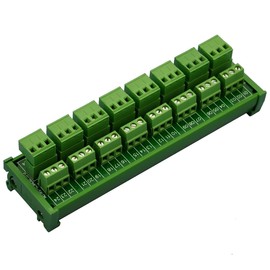 Electronics-Salon DIN Rail Mount Pluggable 8x3 Position 10A / 300V Screw Terminal Block Distribution Module. (Top Wire Connects)