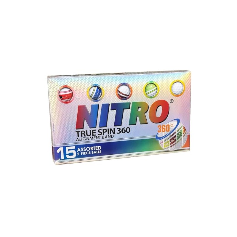 Nitro Truespin 360 Alignment Golf Balls [15-Ball] Assorted