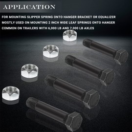 9/16" -18 X 3-1/2" Trailer Leaf Spring Shackle Bolts with Lock Nuts For 2" Wide Slipper or Double Eye Leaf Springs Onto Hanger Bracket Or Equalizers