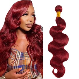 Lakaisa Body Wave Human Hair Bundles #99J Burgundy Human Hair Extensions Human Hair Real Hair Weft Extensions Sew-in Hair Single Bundle Real Hair Low Shedding for Woman 30 Inches