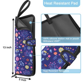 Funda de viaje de hierro plano, de silicona resistente al calor, soporte de hierro plano, bolsa portátil para alisar el cabello, cubierta de neopreno para rizar, alfombrilla de viaje de silicona, para herramientas de peinado del cabello, 13 x 5 pulgadas