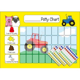 kids2learn Potty Training Reward Chart & Toilet Training Star Chart for Toddlers (TWIN PACK) with 270 Star Stickers Tractor Themed