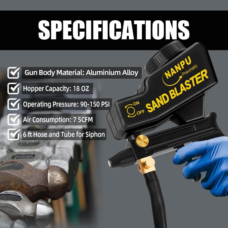 NANPU Air Sand Blaster Gun with Siphon & Gravity Feed