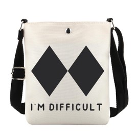 POFULL Skiing Snowboarder Gift Ski Lover Messenger Bag Skiing Team Gift I’m Difficult Crossbody Bag (I'M DIFFICULT CA)