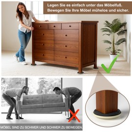 Furniture gliders carpet, 8 pieces, 9 cm, furniture sliders, furniture sliders, easy to move, protect your carpet floor