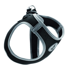 Kruz PET KZA306-01L Reflective Mesh Dog Harness, No Pull, Quick Fit, Comfortable, Adjustable Pet Vest Harnesses for Walking, Training, Small, Medium Dogs - Black - Large