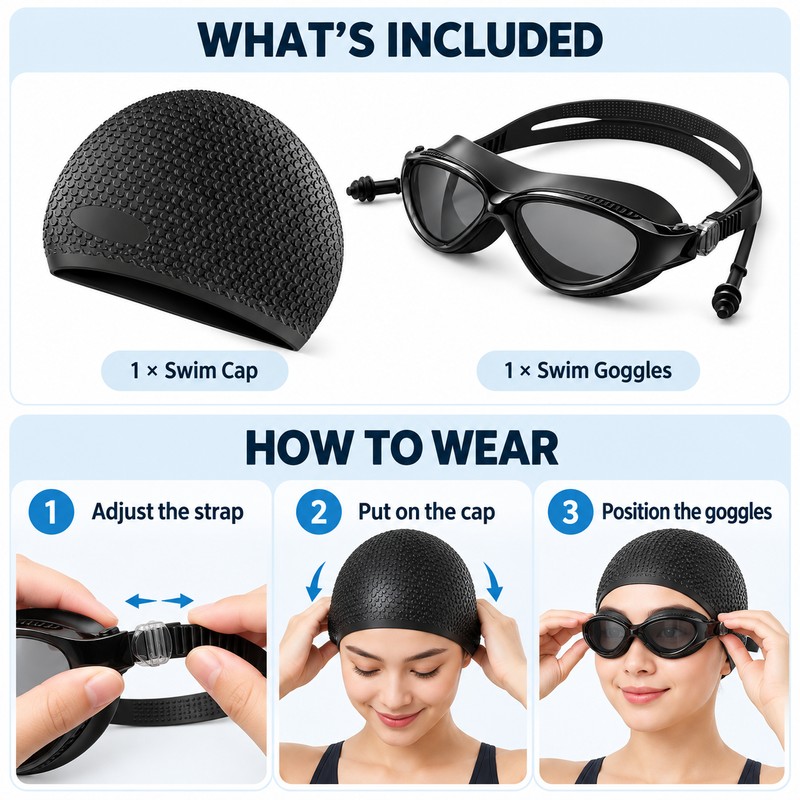 Swimming Goggles for Adults – Anti-Fog UV Protection Lenses with