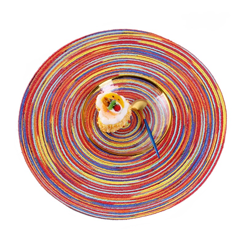 Alnicov 4pcs Cotton Woven Rattan Heat-Resistant Tablema,11.8Inch 30cm Round Placemats