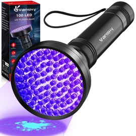 Vansky Black Light UV Flashlights, Ultra Bright 100 LED 395nm Ultraviolet Blacklight Detector for Dog Cat Pet Urine, Dry Stains and Bed Bug, Matching with Pet Odor Eliminator