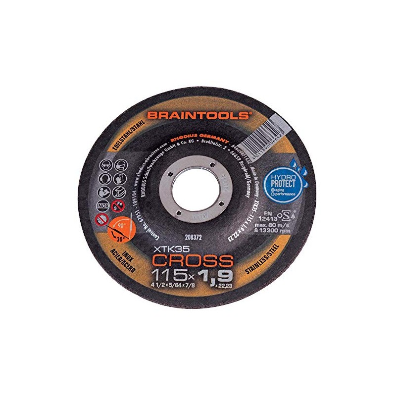 1.9mm 115mm Abrasive Disc Alumina Cubic Zirconia Bore Size 22.23mm