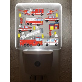 Firetruck Night Light Boys Fire Trucks Childrens Nursery Room Decor