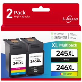 LLAOLLAO Remaunfactured Ink Cartridge Replacement for Canon 245XL 246XL Combo Pack PG-245 CL-246 for Pixma MX490 MX492 TR4520 MG2522 TS3322 TS202 TR4522 MG2920 Printer (1 Black, 1 Color)