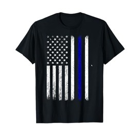 Police Thin Blue Line Flag USA American Patriotic T-Shirt