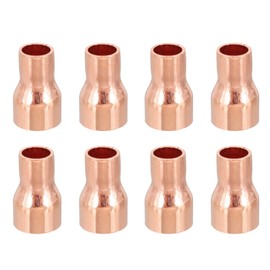 PATIKIL 12mm to 8mm ID Copper Reducer, 8pcs 99.9% Pure Copper Reducing Coupling Pressure Fitting Pipe Tube Connector Adapter with Sweat Solder Connection