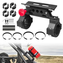 Tmipakioy Quick Release Roll Bar Fire Extinguisher Mount Holder Bracket Kits Compatible with for UTV Polaris RZR Pioneer Can Am Maverick X3 Commander Talon ATV Jeep Wrangler with 1''-2'' Roll Cage