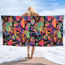 YISUMEI Mushrooms Beach Towels for Adults Extra Large 180 x 90 cm, Microfibre Lightweight Quick Dry Towel for Swimming Pool Cruise Travel Sports Camping