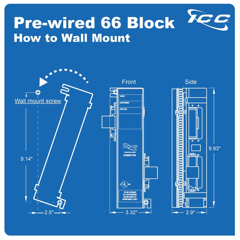 ICC 66 Block Prewired with 89D Mounting Bracket & Cover,