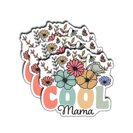 (3Pcs) Cool Mama Floral Funny Sticker, Pretty Mom Mama Decal, Celebrate Your Mom Gigi Love, Gifts for Grandma Mum Decoration for Books Laptops Phones Waterproof Vinyl for Water Bottle Stickers 3 Inch