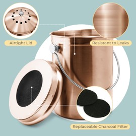 EPICA Countertop Compost Bin Kitchen | 1.3 Gallon | Odorless Composting Bin with Carbon Filters | Indoor Compost Bin with Lid | Stainless Steel Kitchen Composter for Food Scraps & Waste Recycling