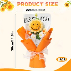 BAGUBDR Crochet Sunflower Bouquet Making Kit Weave Smiling Sunflowers and Hand-Weave Artificial Floral Decorations for Anniversary Graduation Mother's Day, Graduation, Valentine's Day (Yellow)