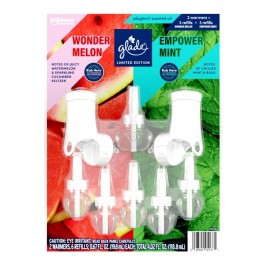 Glade PlugIns Scented Oil 2 Warmer plus 6 Refills, Wonder Melon and Empower Mint