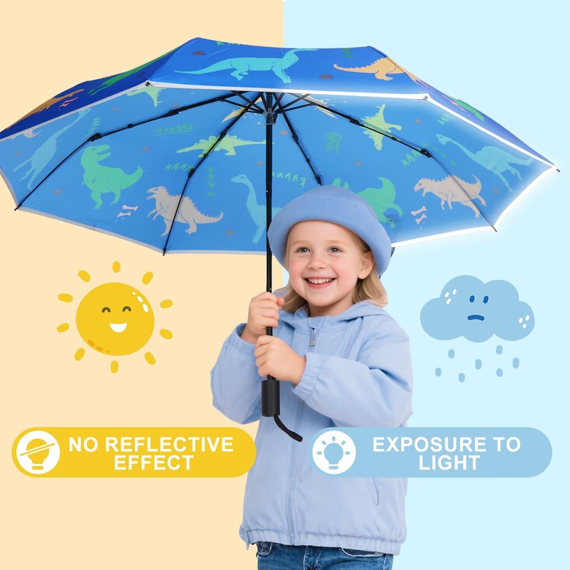 MorLuks Children's Reflective, Pocket Umbrella with Reflective Band, Children's Umbrella