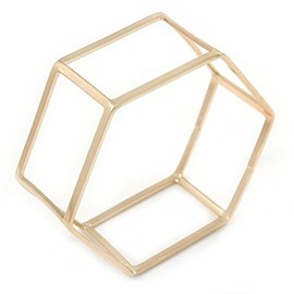 Avalaya Gold Plated Hexangular Frame Slip-On Bangle Bracelet - 18cm L