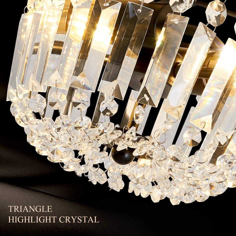 YYJLX Small Crystal Chandelier 2- Lights ，Modern Semi Flush Mount