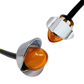 ALL STAR TRUCK PARTS |White Mini Watermelon Lights 3/4" Diameter 1-LED GLO Style| 10 Pack | Vingtage Dome Style Lens Chrome Visor Bezel IP65| Freightliner Kenworth Peterbilt Trailer Heavy Trucks