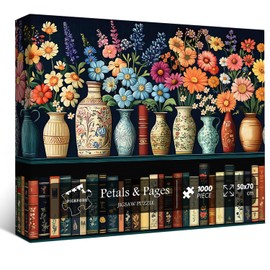 Rompecabezas de flores silvestres para adultos 1000 piezas, rompecabezas vintage de libro de flores PICKFORU, rompecabezas de páginas de flores silvestres para amantes de libros, rompecabezas de arte