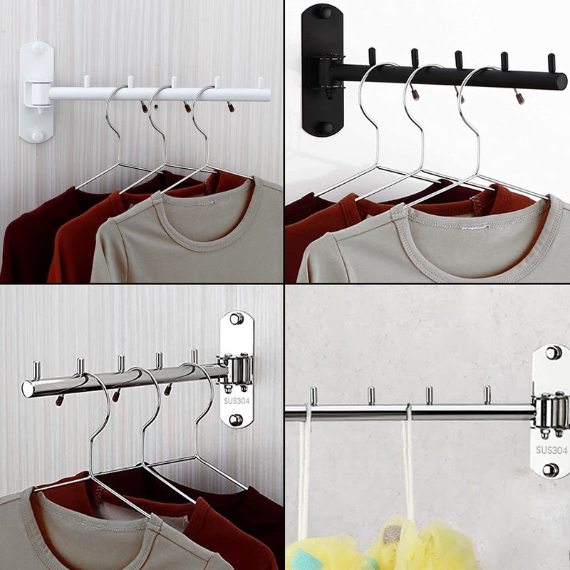 Zivisk Pack of 2 Folding Wall Mounted Clothes Hanger Rack