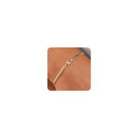 FASHGOOD 18K Gold Plated Evil Eye Bracelet for Women,Adjustable Bracelets for Women Girls,Evil Eye Diamond Cuban Link Bracelets Gold