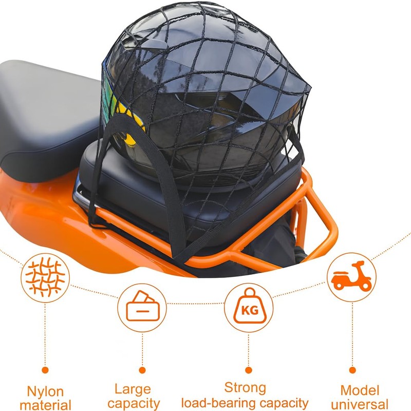 LeGeYo Elastisches Gepäcknetz für E-Scooter/E-Bike 29×31cm Hochdehnbares Netz Schwarz