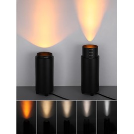 TORCHSTAR 5CCT Zoomable Uplighting Floor Can Light, 10.39 Inch, 15°- 60° Beam Angle, 1200LM Dimmable Spot Light with Auto Switch, 1800-5000K, Adjustable Up Lights for Plant Picture, Black, Pack of 2