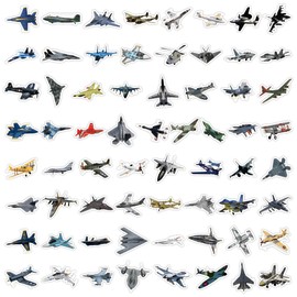 60pcs Fighter Plane Stickers, Cool Warplane Stickers,Party Favor and Supplies, Military Aircraft Stickers for Teens Boys Men Laptop Water Bottles Helmet Luggage Phone Skateboard Bike Bumper