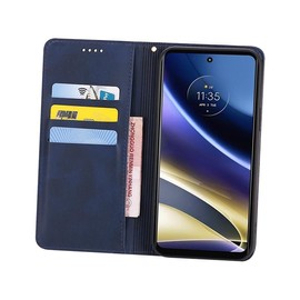 Applicable Moto G52J 5G / G52J 5G II Case Notebook Type Case Cover PU Leather Card Storage Wallet Type Shockproof Case Magnet Stand Function 5 Colors (Applicable Moto G52J 5G / G52J 5G II Case Notebook Type) (Deep Blue)